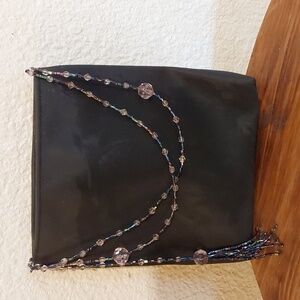 Signature Club A Womens Black Vinyl Bling BEADS Small Mini bag/ satchel clutch